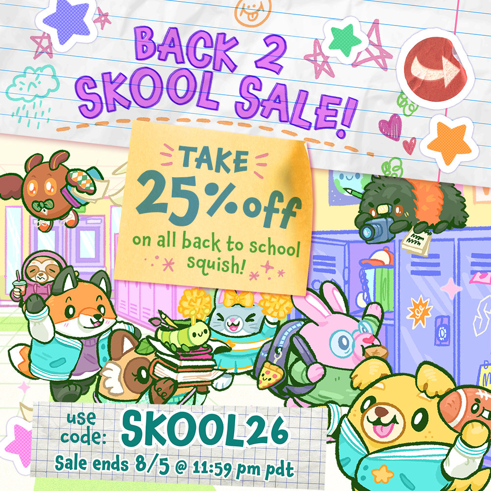 Back to School Sale: Take 25% Off select Squish using the code SKOOL26.
